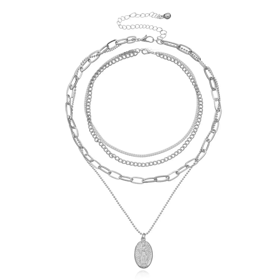 Lovcia Radiance Exaggerated Multi-layer Chain Necklace for Women-Necklaces-White K-White K