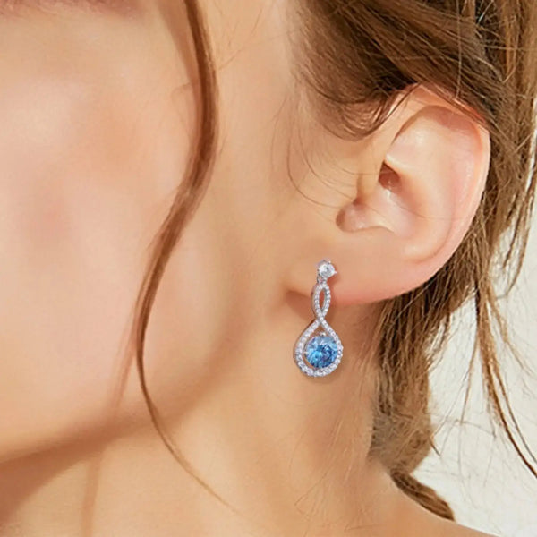 Lovcia Radiant 1 Carat Moissanite Sterling Silver Stud Earrings for Women-Earrings-Royal Blue-One Size-Royal Blue
