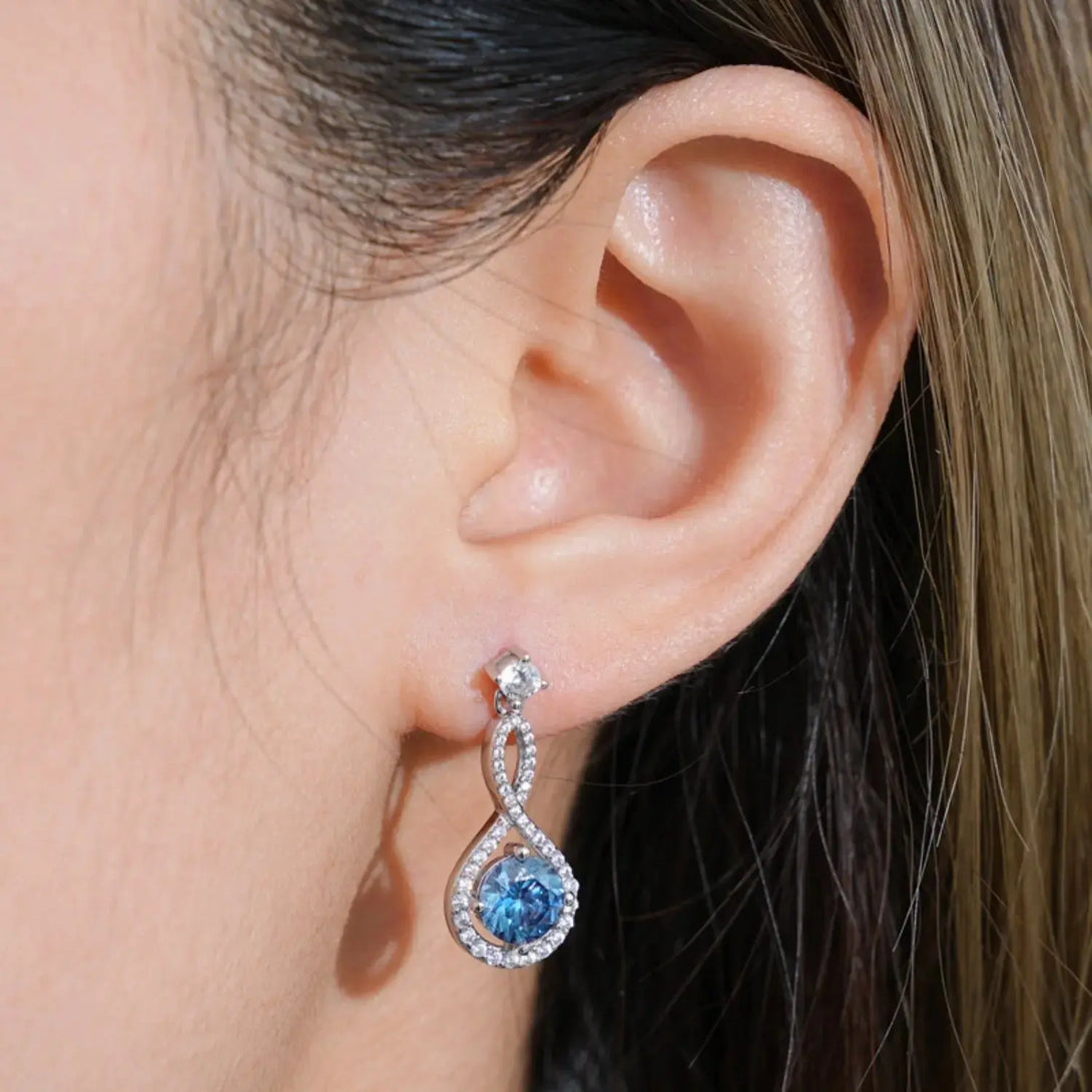 Lovcia Radiant 1 Carat Moissanite Sterling Silver Stud Earrings for Women-Earrings-Royal Blue-One Size-Royal Blue