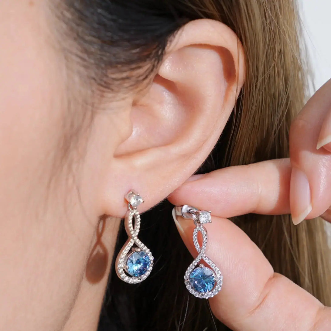 Lovcia Radiant 1 Carat Moissanite Sterling Silver Stud Earrings for Women-Earrings-Royal Blue-One Size-Royal Blue
