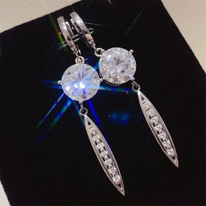 Lovcia Radiant 10 Carat Moissanite Earrings in 925 Sterling Silver for Women-Earrings-Silver-One Size-Silver
