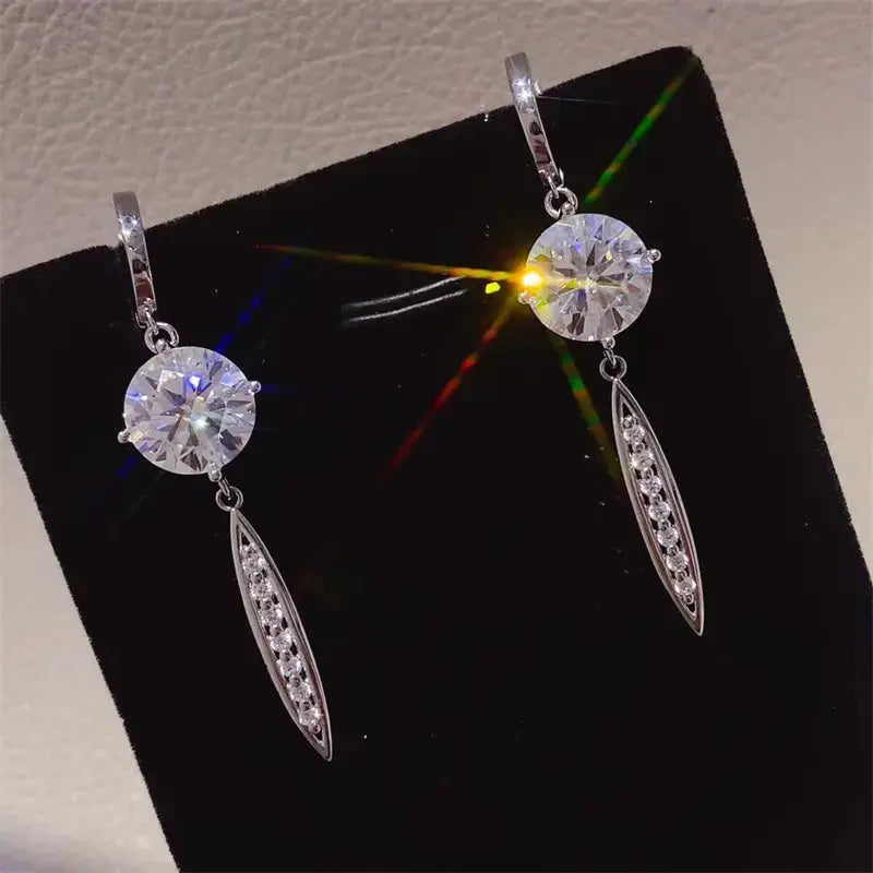 Lovcia Radiant 10 Carat Moissanite Earrings in 925 Sterling Silver for Women-Earrings-Silver-One Size-Silver