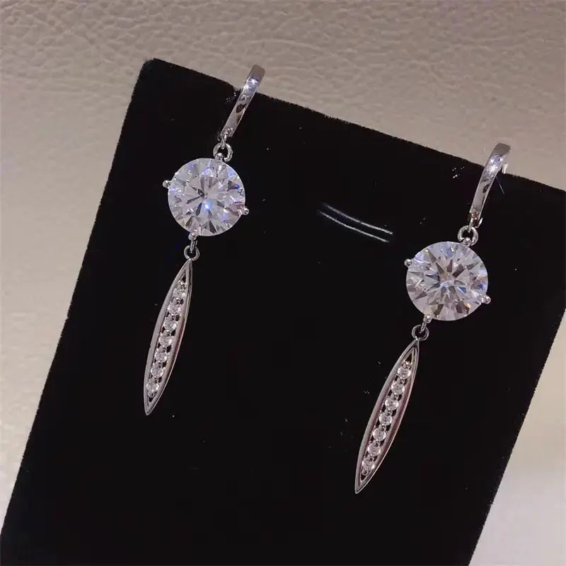 Lovcia Radiant 10 Carat Moissanite Earrings in 925 Sterling Silver for Women-Earrings-Silver-One Size-Silver