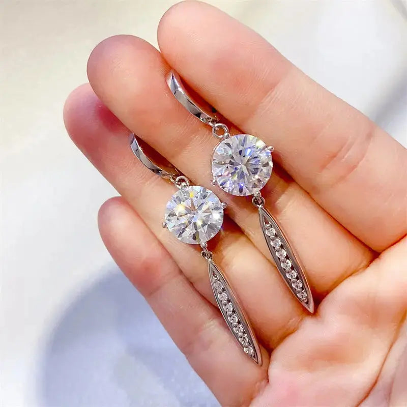 Lovcia Radiant 10 Carat Moissanite Earrings in 925 Sterling Silver for Women-Earrings-Silver-One Size-Silver