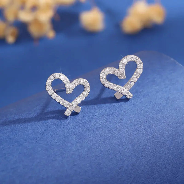 Lovcia Radiant Crystal Accented Love Knot Stud Earrings for Women-Earrings-Silver L0011-Silver L0011