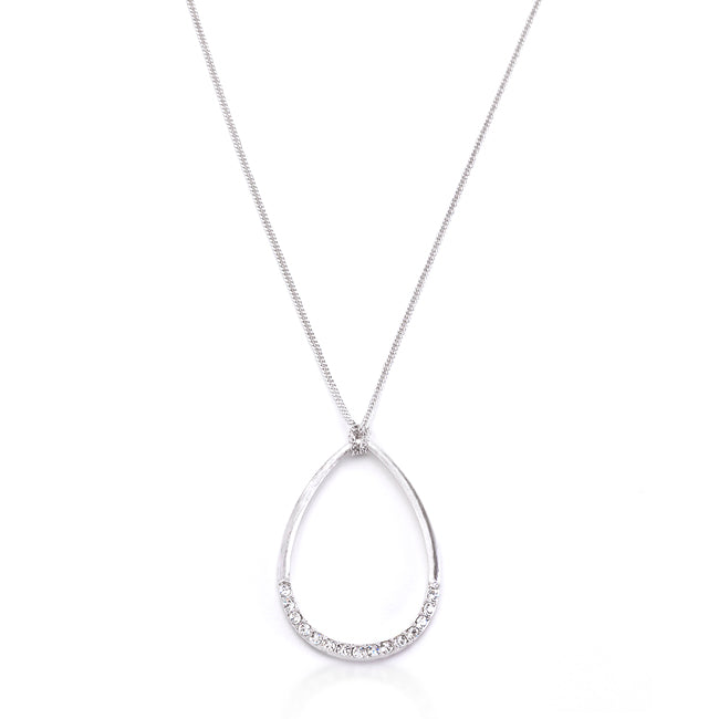 Lovcia Radiant Crystal Teardrop Pendant with Rhodium Plating-Necklaces-