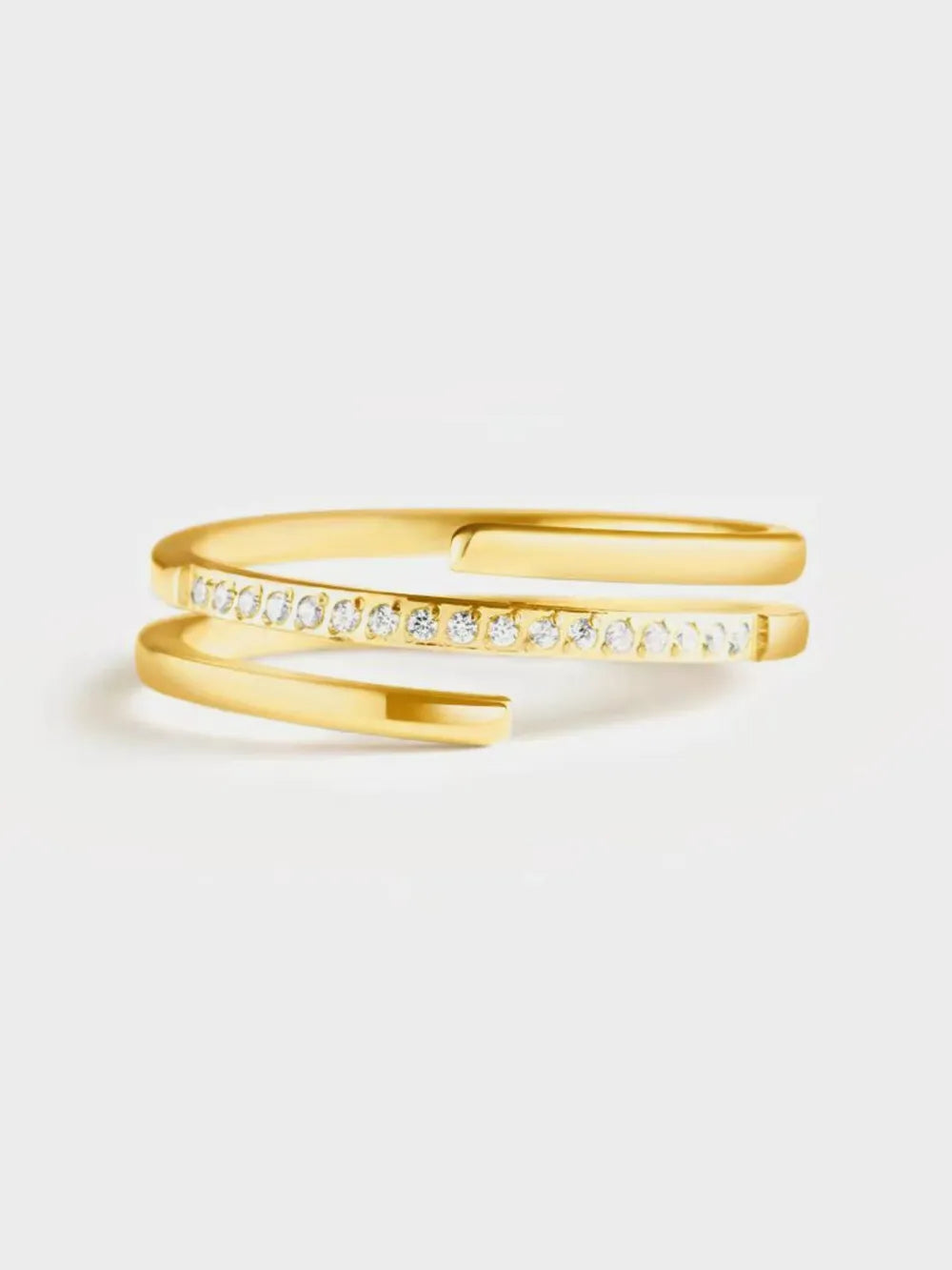 Lovcia Radiant Curve 925 Sterling Silver Inlaid Zircon Ring for Women - Gold-5- - Buy latest trendy Rings for Women and Girls