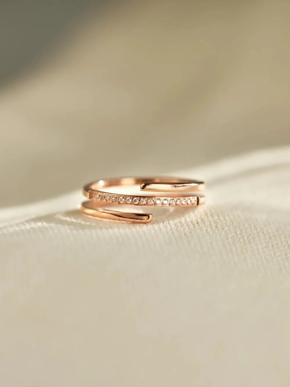 Lovcia Radiant Curve 925 Sterling Silver Inlaid Zircon Ring for Women - Rose Gold-5- - Buy latest trendy Rings for Women and Girls