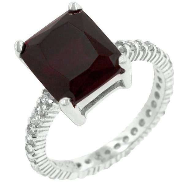 Lovcia Radiant Cut Ruby Engagement Ring in 925 Sterling Silver with Platinum Luster-Rings-5-5