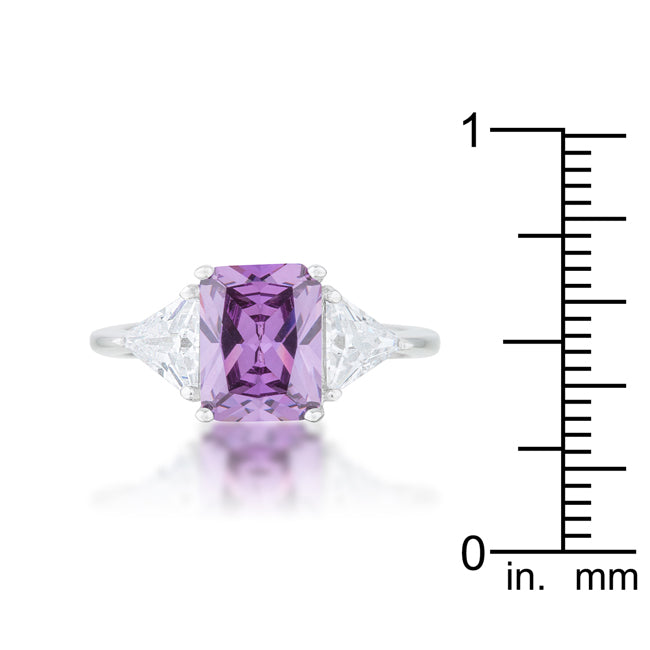 Lovcia Radiant Cut Sapphire and Trillion Stone Sterling Silver Engagement Ring-Rings-5-5