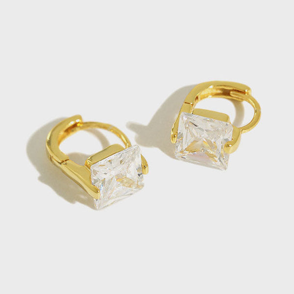 Lovcia Radiant CZ 925 Sterling Silver Hoop Earrings for Women with 18K Gold/Rhodium Plating-Earrings-Rhodium-Rhodium