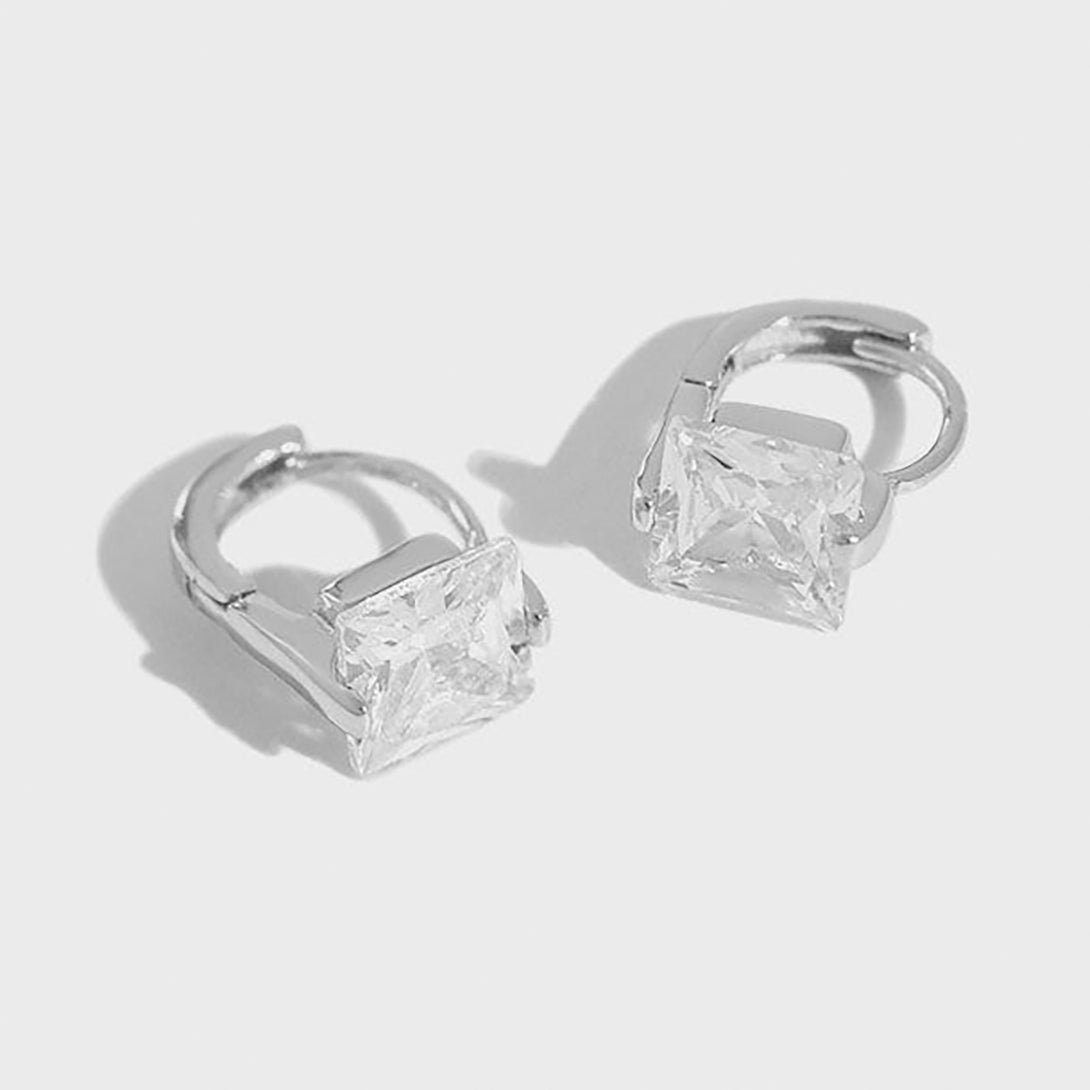 Lovcia Radiant CZ 925 Sterling Silver Hoop Earrings for Women with 18K Gold/Rhodium Plating-Earrings-Yellow Gold-Yellow Gold