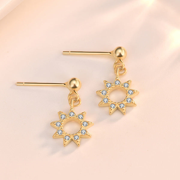 Lovcia Radiant CZ Sunshine 925 Sterling Silver Drop Earrings for Women-Earrings-Yellow Gold-Yellow Gold