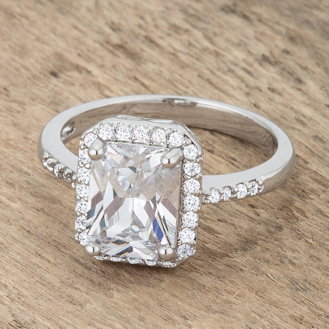 Lovcia Radiant Elegance 2.95ct CZ Rhodium Pave Ring-Rings-5-5