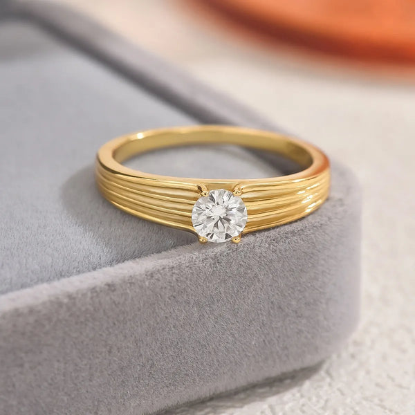 Lovcia Radiant Flow 925 Sterling Silver Moissanite Ring for Women - Gold-6- - Buy latest trendy Rings for Women and Girls