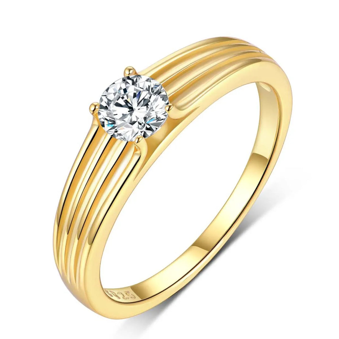 Lovcia Radiant Flow 925 Sterling Silver Moissanite Ring for Women - Gold-6- - Buy latest trendy Rings for Women and Girls