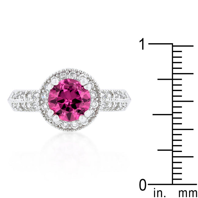 Lovcia Radiant Fuchsia Halo Cubic Zirconia Ring-Rings-5-5