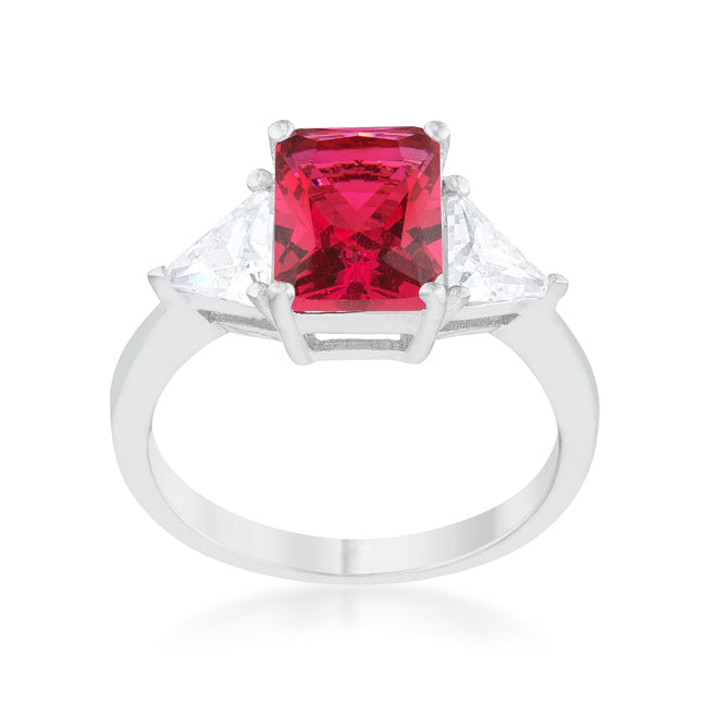 Lovcia Radiant Fuchsia Trillion Cut CZ Engagement Ring-Rings-5-5
