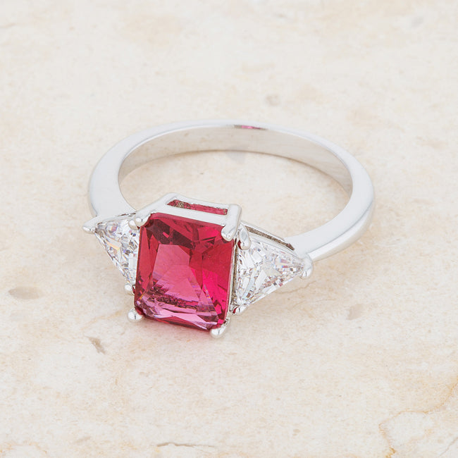 Lovcia Radiant Fuchsia Trillion Cut CZ Engagement Ring-Rings-5-5