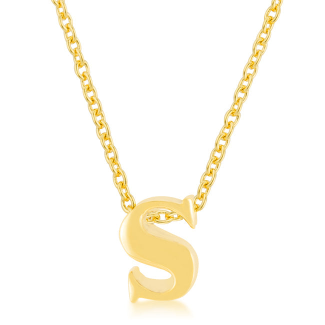 Lovcia Radiant Gold Letter S Necklace-Pendants-