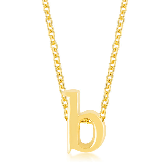 Lovcia Radiant Gold Tone B Initial Necklace-Pendants-
