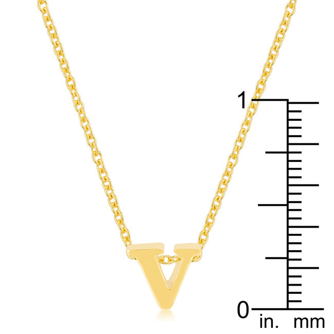 Lovcia Radiant Gold Tone Initial V Necklace-Pendants-