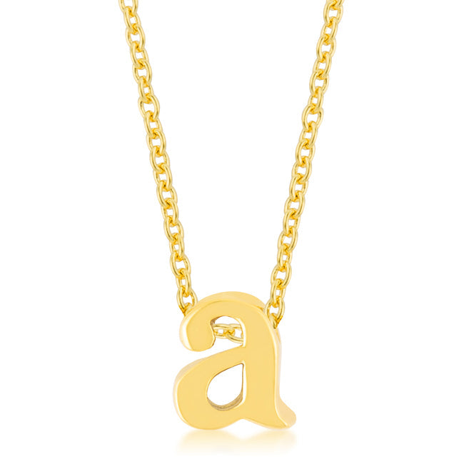 Lovcia Radiant Gold Tone Letter A Necklace-Pendants-
