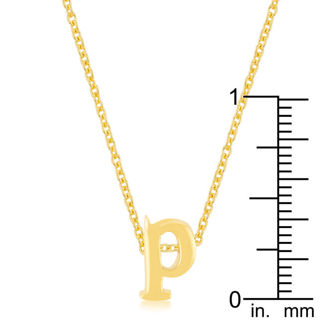 Lovcia Radiant Gold Tone P Initial Necklace-Pendants-