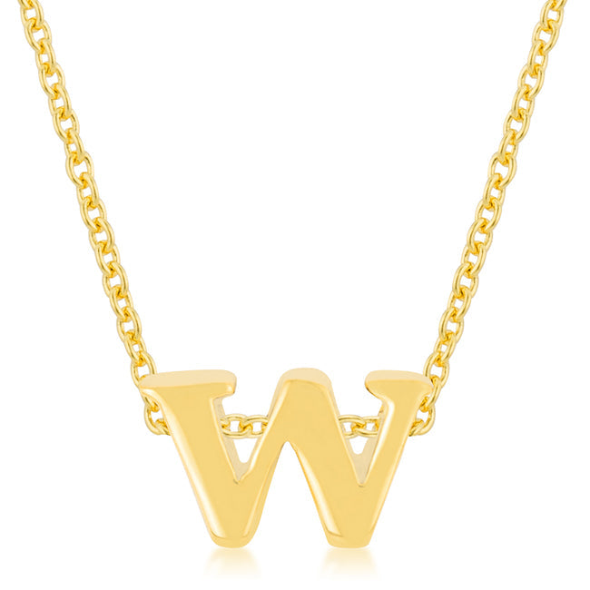 Lovcia Radiant Gold Tone 'W' Initial Necklace-Pendants-