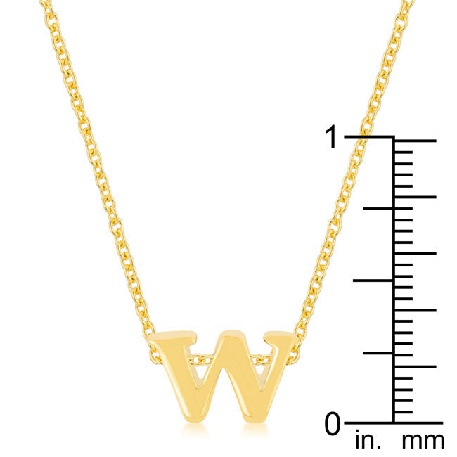 Lovcia Radiant Gold Tone 'W' Initial Necklace-Pendants-
