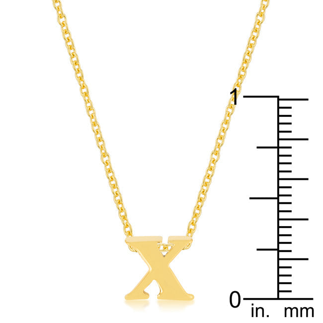 Lovcia Radiant Gold Tone X Initial Necklace-Pendants-