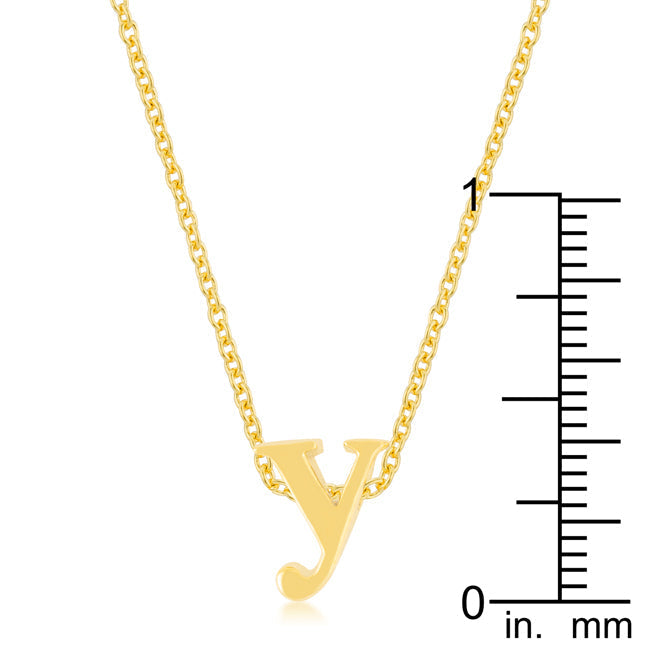 Lovcia Radiant Gold Tone Y Initial Necklace-Pendants-