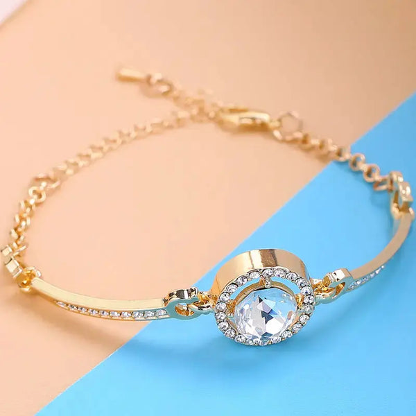 Lovcia Radiant Heart of the Ocean Bracelet for Women - Sparkling Zircon Crystal Elegance-Bracelets-Gold-Gold