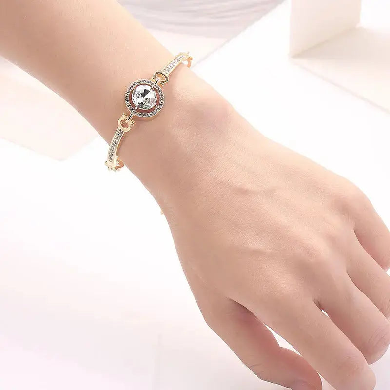 Lovcia Radiant Heart of the Ocean Bracelet for Women - Sparkling Zircon Crystal Elegance-Bracelets-Gold-Gold