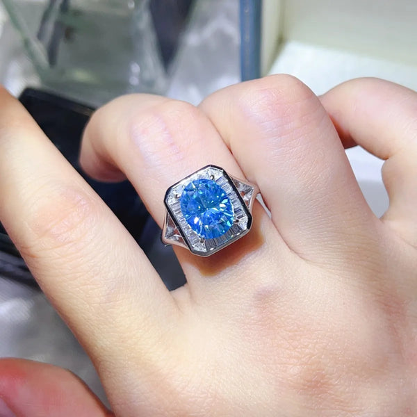 Lovcia Radiant Hexa 3 Carat Moissanite Square Ring for Women - Light Blue-5- - Buy latest trendy Rings for Women and Girls