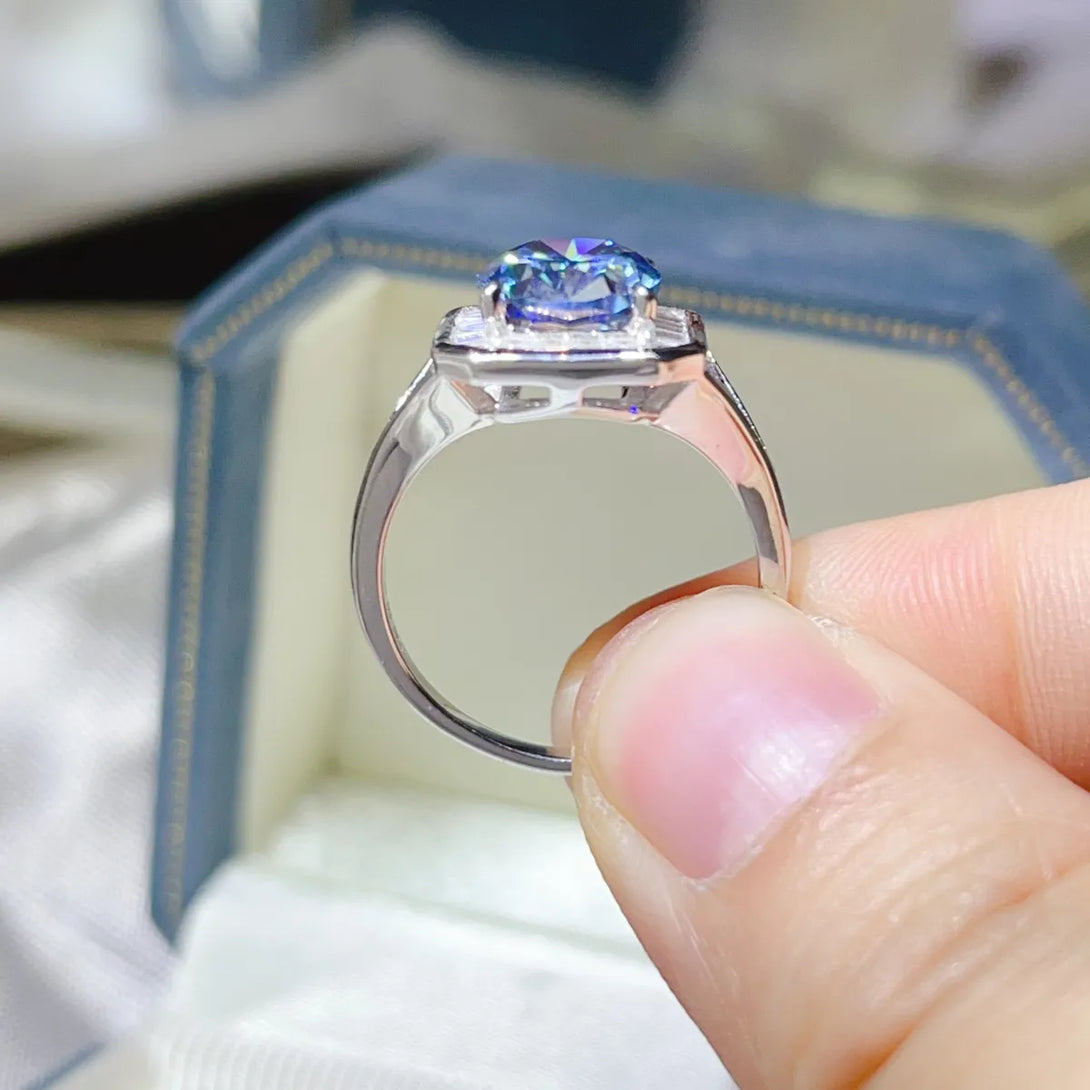 Lovcia Radiant Hexa 3 Carat Moissanite Square Ring for Women - Light Blue-5- - Buy latest trendy Rings for Women and Girls
