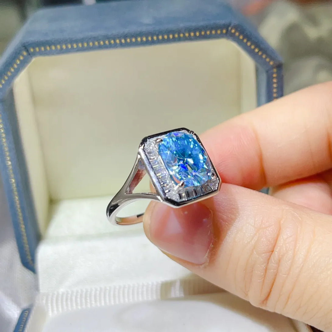 Lovcia Radiant Hexa 3 Carat Moissanite Square Ring for Women - Light Blue-5- - Buy latest trendy Rings for Women and Girls