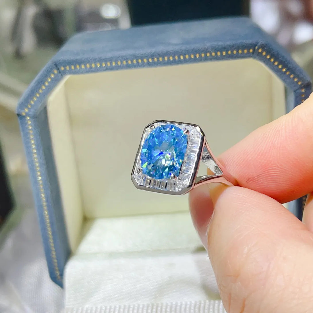Lovcia Radiant Hexa 3 Carat Moissanite Square Ring for Women - Light Blue-5- - Buy latest trendy Rings for Women and Girls