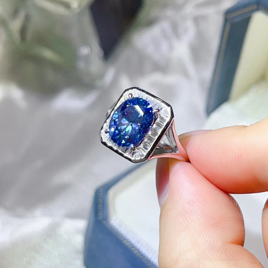 Lovcia Radiant Hexa 3 Carat Moissanite Square Ring for Women - Light Blue-5- - Buy latest trendy Rings for Women and Girls