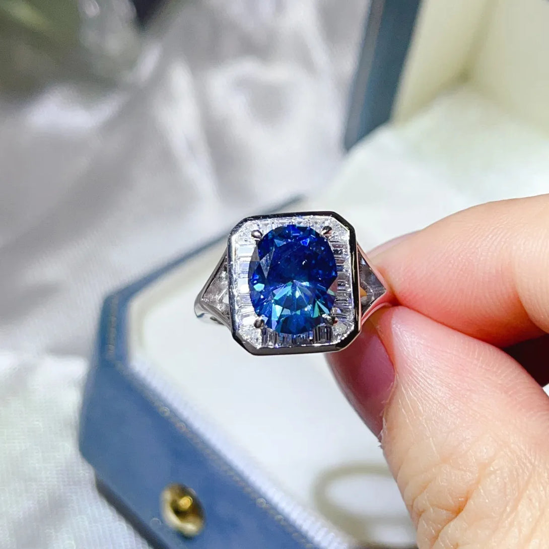 Lovcia Radiant Hexa 3 Carat Moissanite Square Ring for Women - Royal Blue-5- - Buy latest trendy Rings for Women and Girls