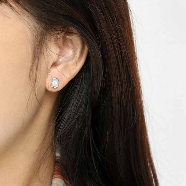 Lovcia Radiant Oval Created Opal Sterling Silver Stud Earrings for Women with 18K Gold/Rhodium Plating-Earrings-Silver-Silver