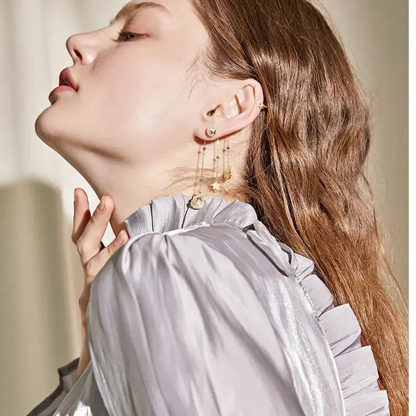 Lovcia Radiant Pearl Tassel Earring for Women - Embrace Your Unique Style (Single Piece, Not Pair)-Earrings-Gold-Gold