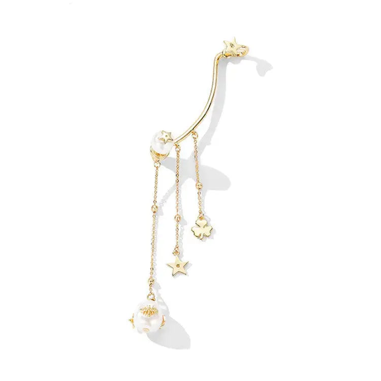 Lovcia Radiant Pearl Tassel Earring for Women - Embrace Your Unique Style (Single Piece, Not Pair)-Earrings-Gold-Gold