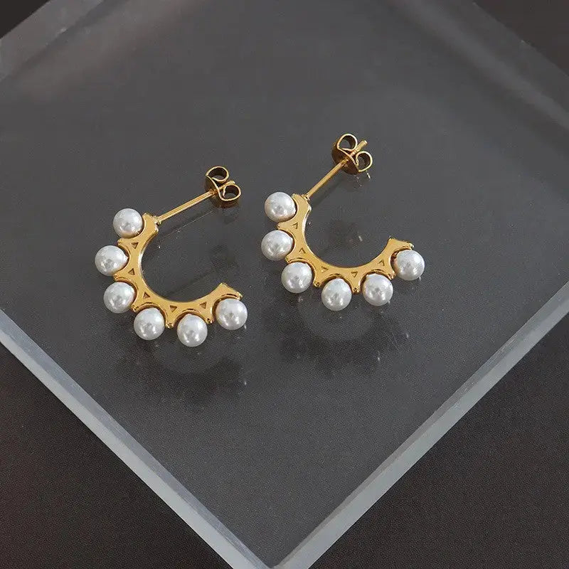 Lovcia Radiant Retro Pearl Statement Earring for All Seasons-Earrings-F127 Gold Earrings-F127 Gold Earrings