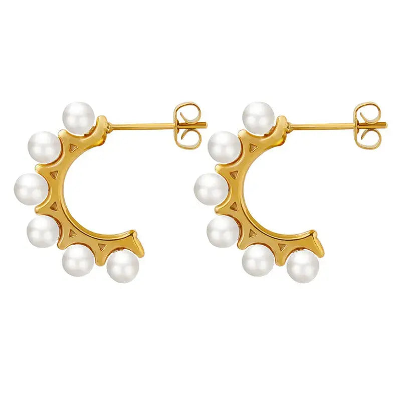 Lovcia Radiant Retro Pearl Statement Earring for All Seasons-Earrings-F127 Gold Earrings-F127 Gold Earrings