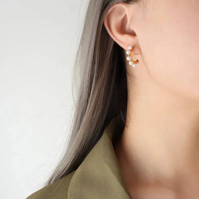 Lovcia Radiant Retro Pearl Statement Earring for All Seasons-Earrings-F127 Gold Earrings-F127 Gold Earrings