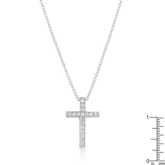 Lovcia Radiant Rhodium Filigree Heart Cross Necklace-Pendants-