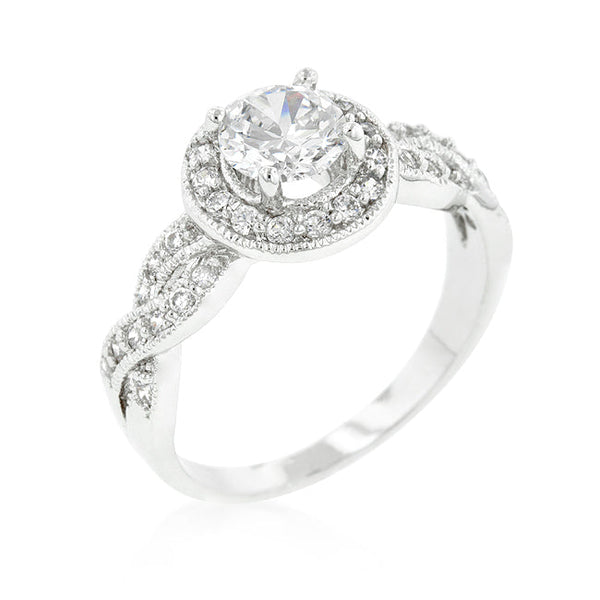 Lovcia Radiant Round Cut Halo CZ Engagement Ring with Infinity Shank-Rings-5-5