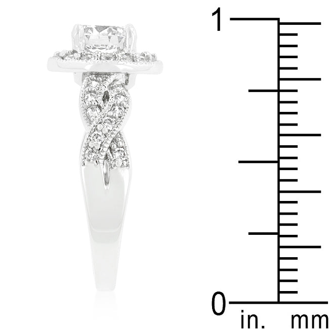 Lovcia Radiant Round Cut Halo CZ Engagement Ring with Infinity Shank-Rings-5-5