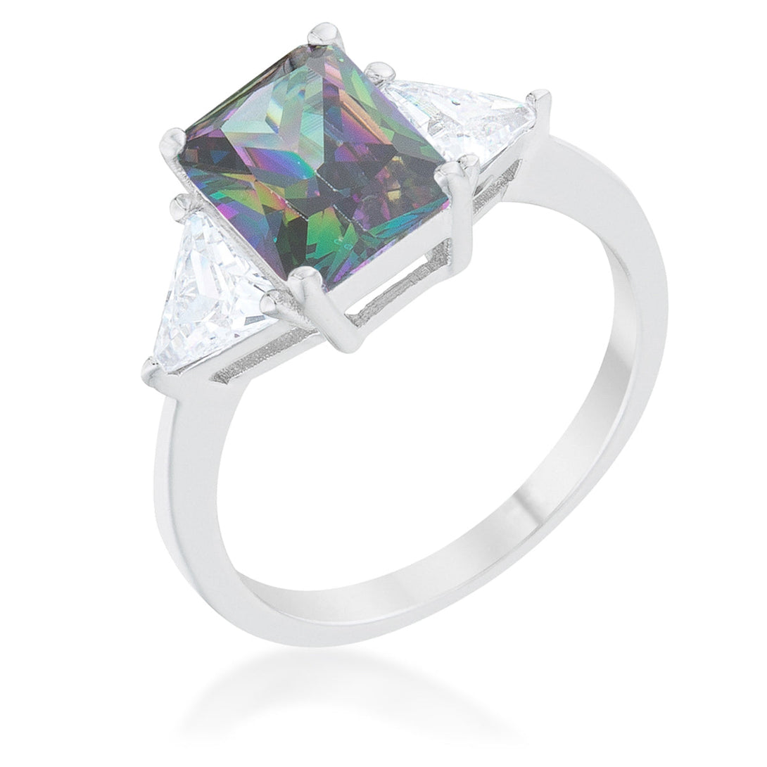 Lovcia Radiant Sapphire Trillion Cut Sterling Silver Engagement Ring-Rings-5-5